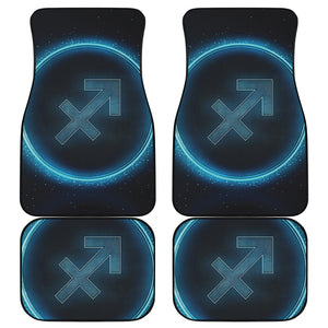 Blue Sagittarius Zodiac Sign Print Front and Back Car Floor Mats