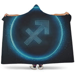 Blue Sagittarius Zodiac Sign Print Hooded Blanket