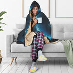 Blue Sagittarius Zodiac Sign Print Hooded Blanket