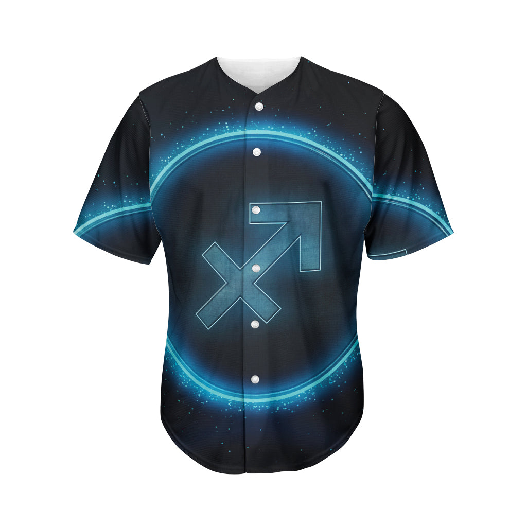 Blue Sagittarius Zodiac Sign Print Men's Baseball Jersey