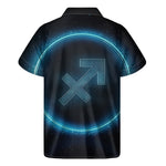 Blue Sagittarius Zodiac Sign Print Men's Short Sleeve Shirt