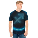 Blue Sagittarius Zodiac Sign Print Men's T-Shirt