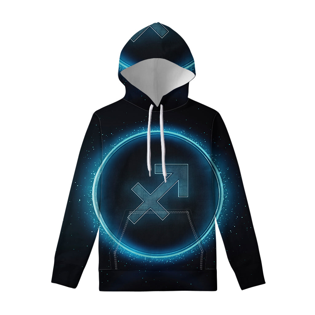 Blue Sagittarius Zodiac Sign Print Pullover Hoodie