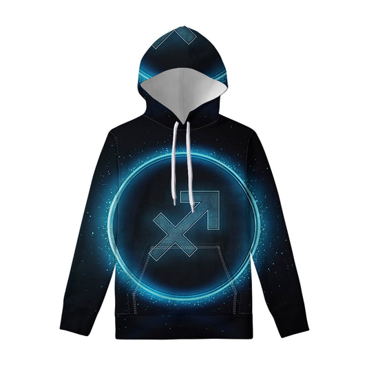 Blue Sagittarius Zodiac Sign Print Pullover Hoodie
