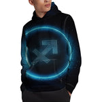Blue Sagittarius Zodiac Sign Print Pullover Hoodie