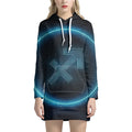 Blue Sagittarius Zodiac Sign Print Pullover Hoodie Dress