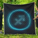 Blue Sagittarius Zodiac Sign Print Quilt