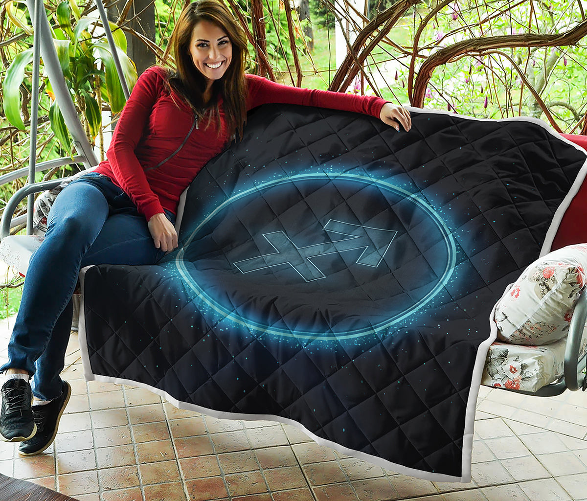 Blue Sagittarius Zodiac Sign Print Quilt