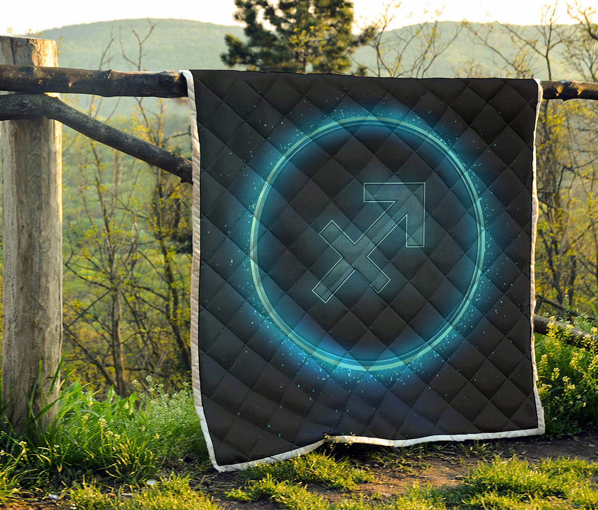 Blue Sagittarius Zodiac Sign Print Quilt