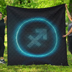 Blue Sagittarius Zodiac Sign Print Quilt