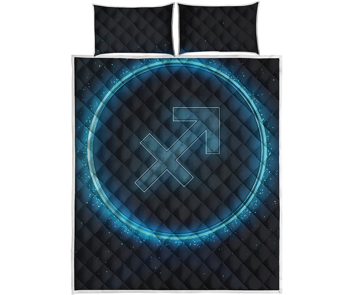 Blue Sagittarius Zodiac Sign Print Quilt Bed Set