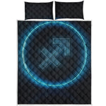 Blue Sagittarius Zodiac Sign Print Quilt Bed Set