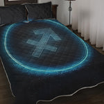 Blue Sagittarius Zodiac Sign Print Quilt Bed Set