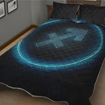 Blue Sagittarius Zodiac Sign Print Quilt Bed Set