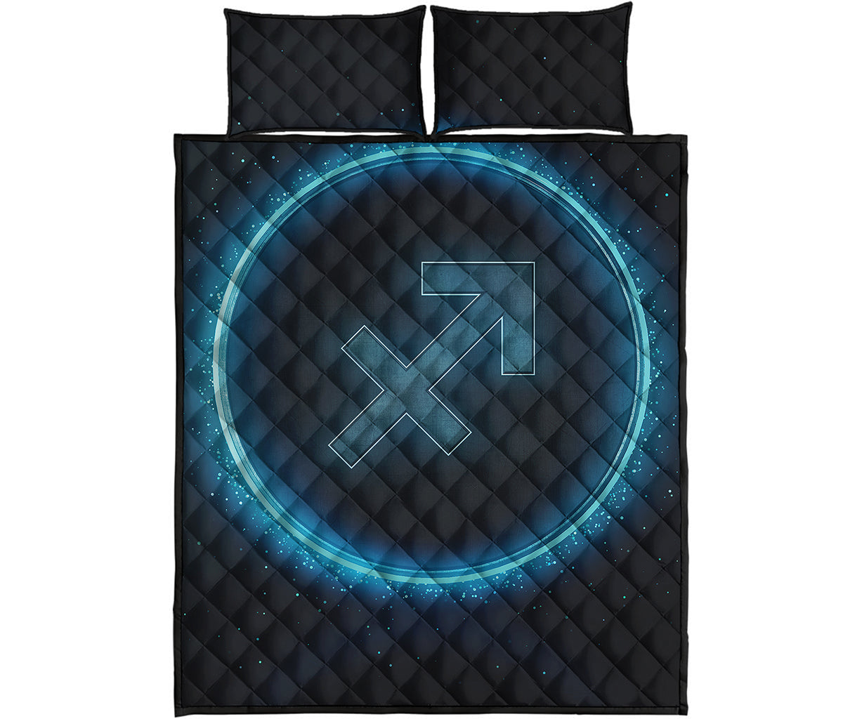 Blue Sagittarius Zodiac Sign Print Quilt Bed Set