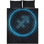 Blue Sagittarius Zodiac Sign Print Quilt Bed Set