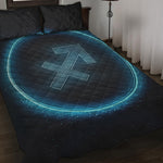 Blue Sagittarius Zodiac Sign Print Quilt Bed Set