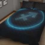 Blue Sagittarius Zodiac Sign Print Quilt Bed Set