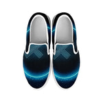 Blue Sagittarius Zodiac Sign Print White Slip On Shoes