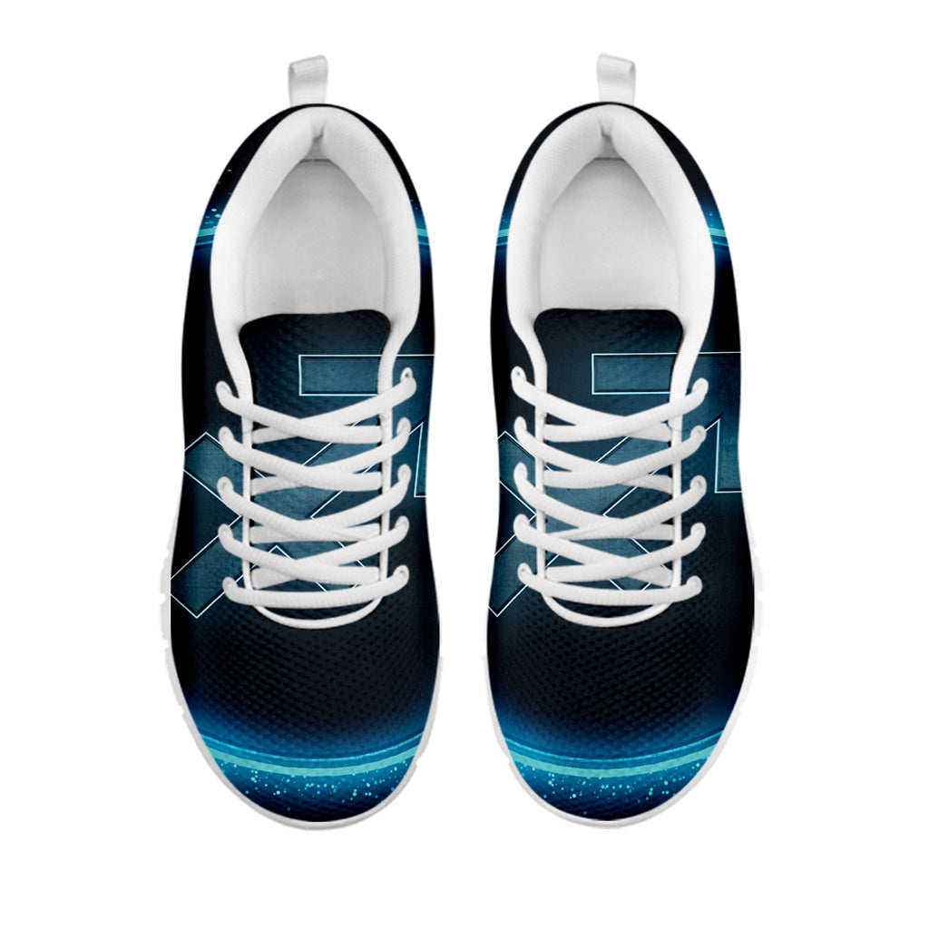 Blue Sagittarius Zodiac Sign Print White Sneakers