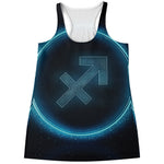 Blue Sagittarius Zodiac Sign Print Women's Racerback Tank Top