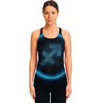 Blue Sagittarius Zodiac Sign Print Women's Racerback Tank Top
