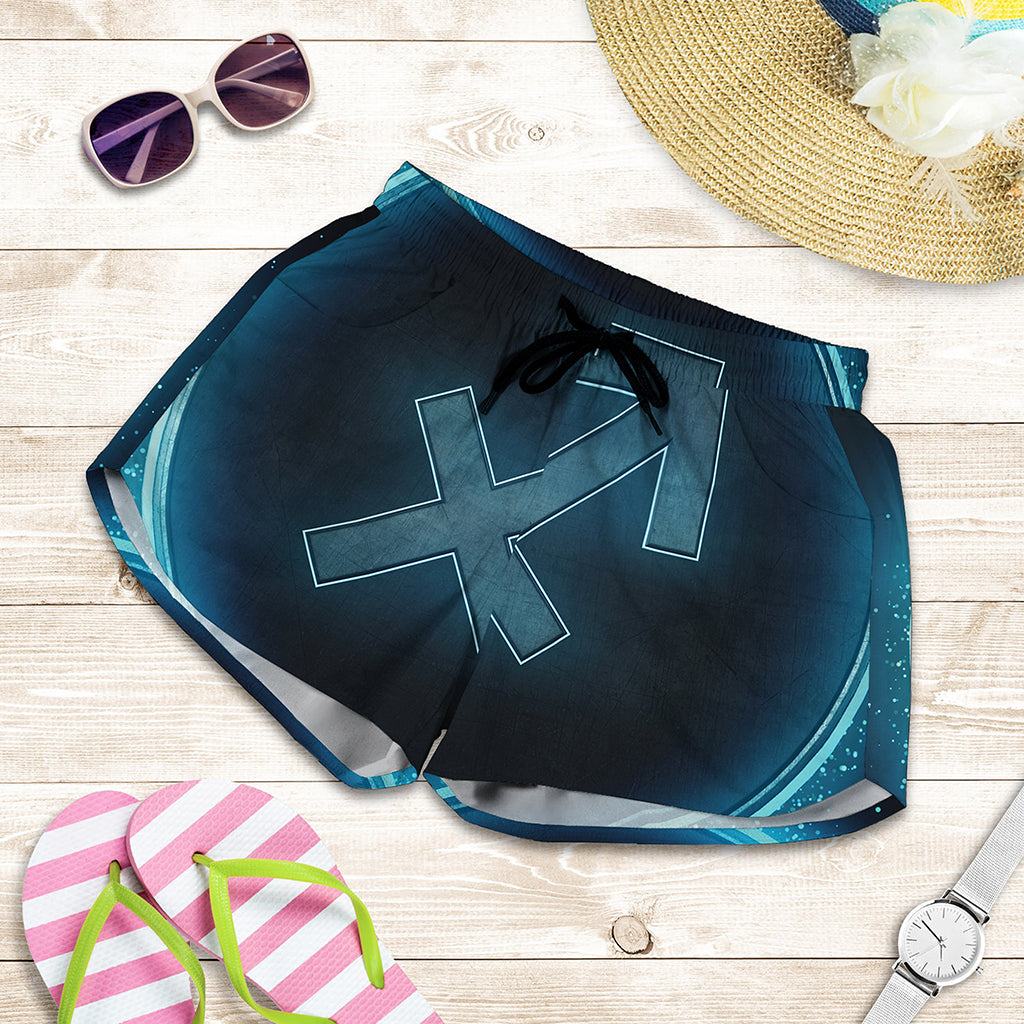 Blue Sagittarius Zodiac Sign Print Women's Shorts
