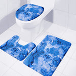 Blue Sapphire Marble Print 3 Piece Bath Mat Set