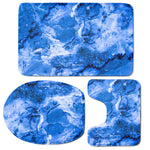 Blue Sapphire Marble Print 3 Piece Bath Mat Set