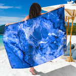 Blue Sapphire Marble Print Beach Sarong Wrap