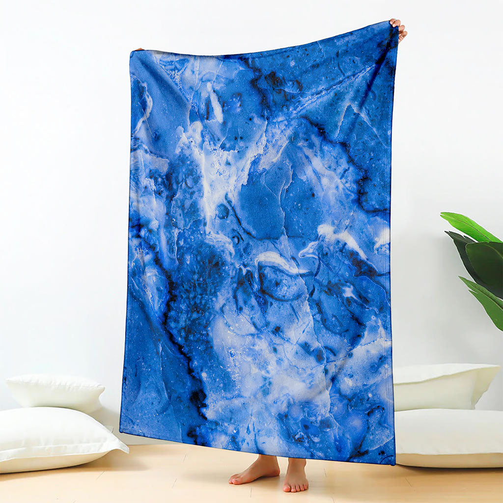 Blue Sapphire Marble Print Blanket