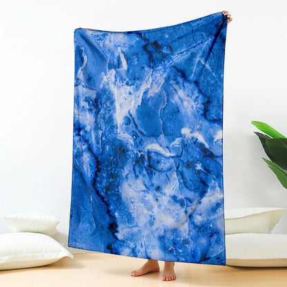 Blue Sapphire Marble Print Blanket