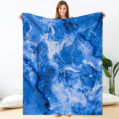 Blue Sapphire Marble Print Blanket