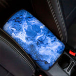 Blue Sapphire Marble Print Car Center Console Cover
