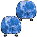 Blue Sapphire Marble Print Car Headrest Covers