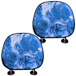 Blue Sapphire Marble Print Car Headrest Covers