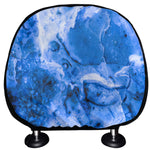 Blue Sapphire Marble Print Car Headrest Covers