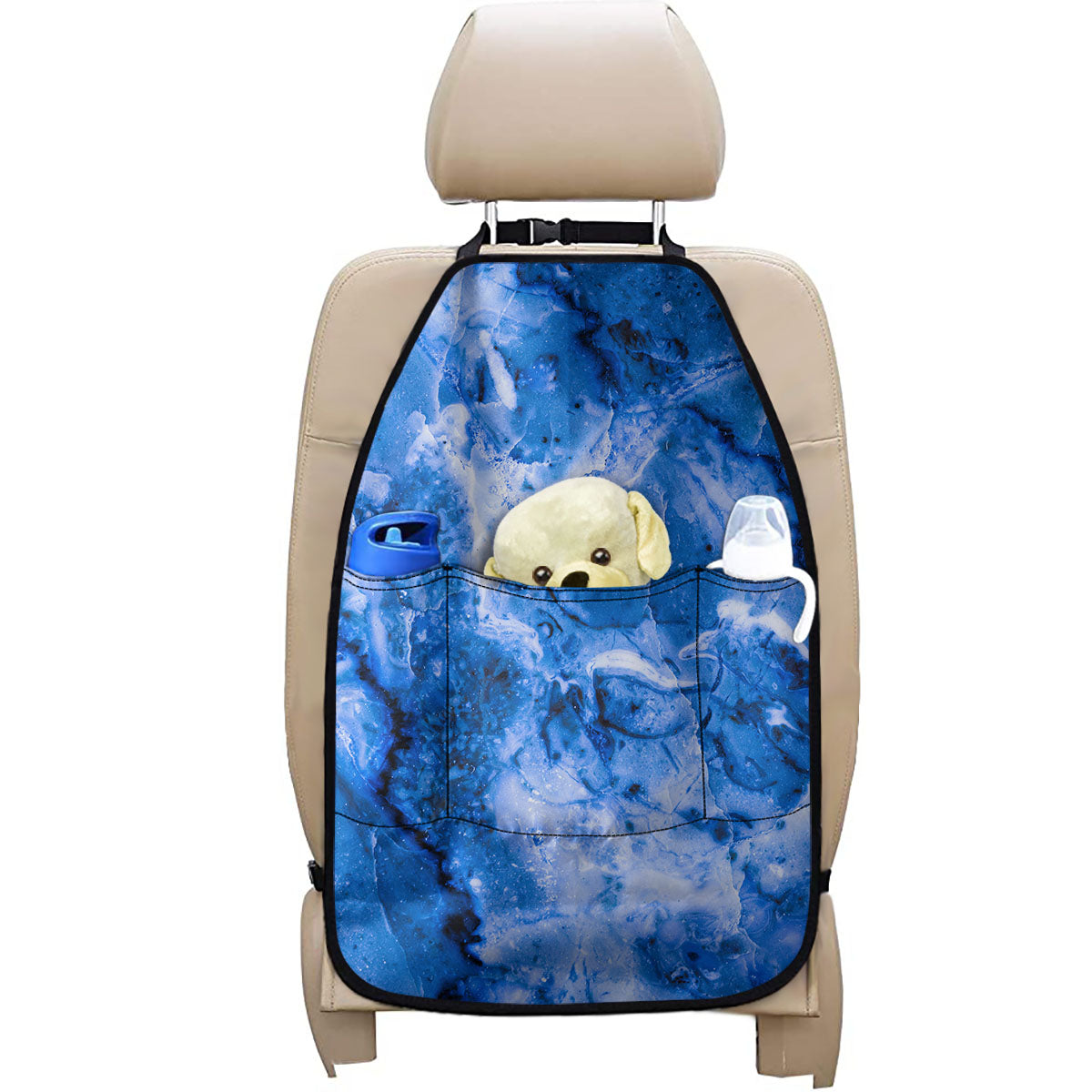 Blue Sapphire Marble Print Car Seat Organizers