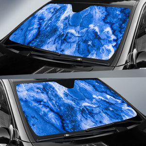 Blue Sapphire Marble Print Car Sun Shade GearFrost