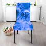 Blue Sapphire Marble Print Dining Chair Slipcover