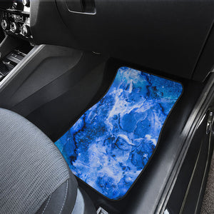 Blue Sapphire Marble Print Front and Back Car Floor Mats