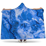 Blue Sapphire Marble Print Hooded Blanket