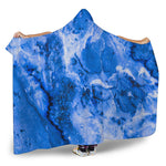 Blue Sapphire Marble Print Hooded Blanket