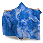 Blue Sapphire Marble Print Hooded Blanket