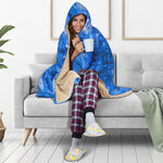 Blue Sapphire Marble Print Hooded Blanket