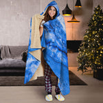 Blue Sapphire Marble Print Hooded Blanket