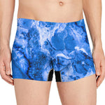 Blue Sapphire Marble Print Men's Boxer Briefs