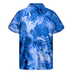 Blue Sapphire Marble Print Men's Short Sleeve Shirt