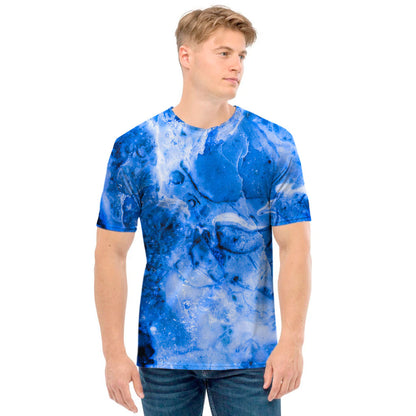 Blue Sapphire Marble Print Men's T-Shirt