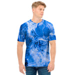 Blue Sapphire Marble Print Men's T-Shirt
